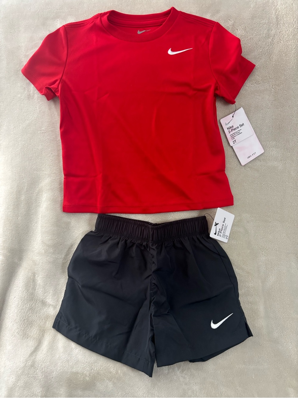 Nike Red Tee and Black Athletic Shorts Set - Kids 2t